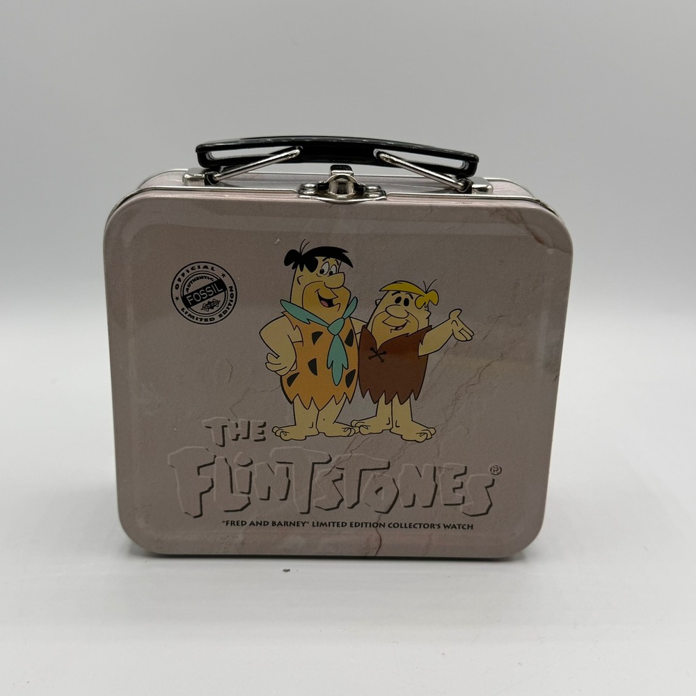 Vintage 1993 Fossil The Flintstones Limited Edition Watch Tin Mini Lunch Box